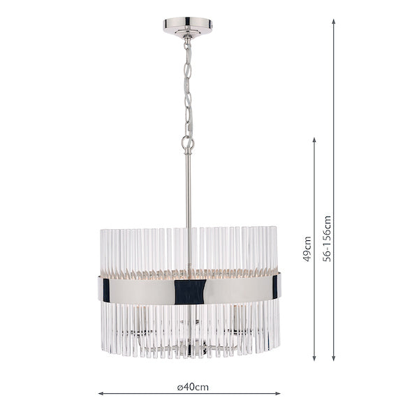 Laura Ashley Alexa 3 Light Pendant Polished Nickel & Glass Rods – from Amos Lighting + Home