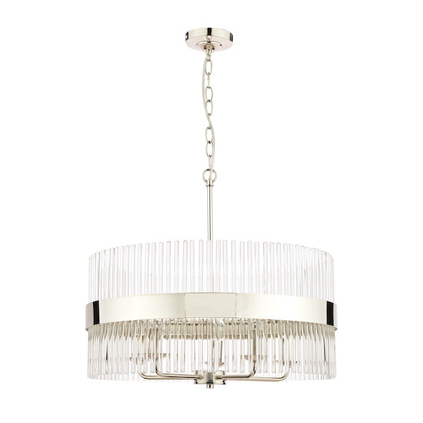 Laura Ashley Alexa 5 Light Pendant Polished Nickel & Glass Rods – from Amos Lighting + Home