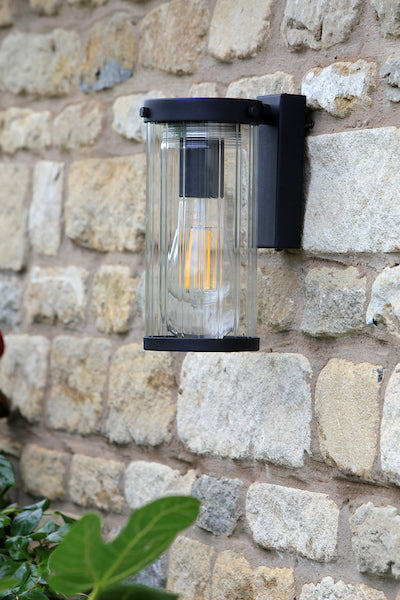 Laura Ashley Arthur Outdoor Wall Light Matt Black Glass IP44 – from Amos Lighting + Home
