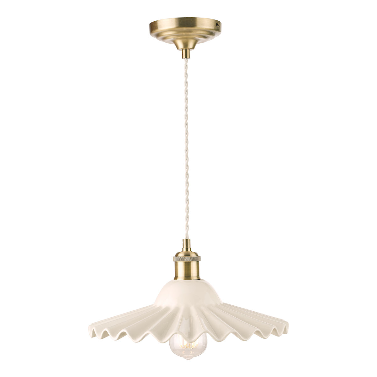 Laura Ashley Beca Large Pendant White Ceramic Antique Brass – from Amos Lighting + Home