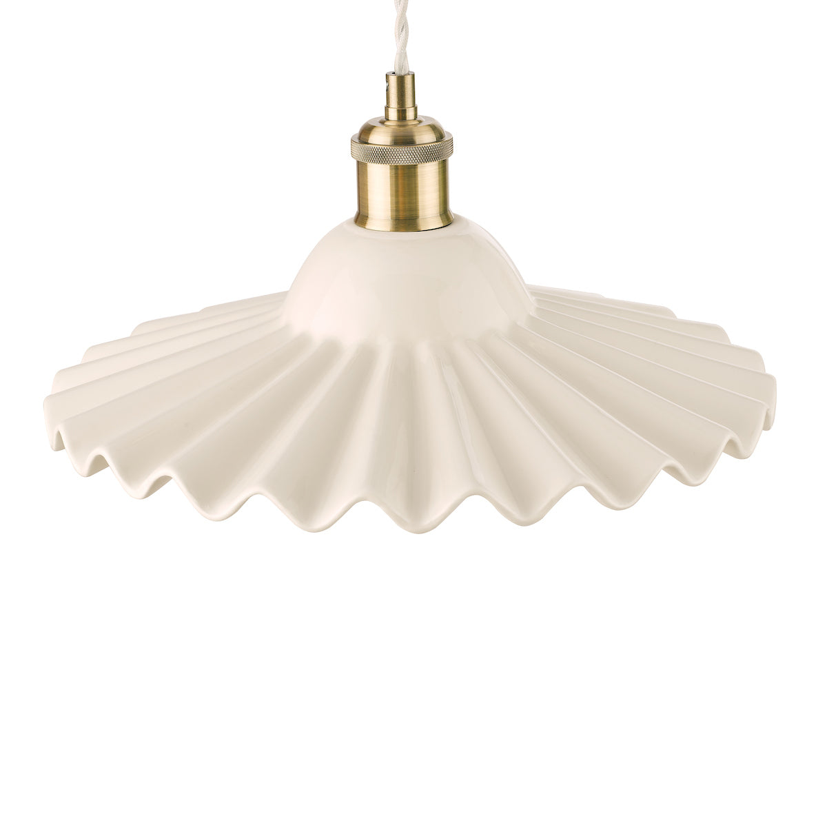 Laura Ashley Beca Large Pendant White Ceramic Antique Brass – from Amos Lighting + Home