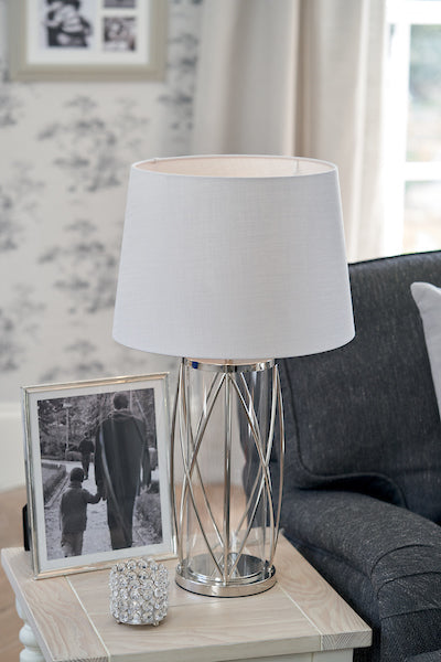 Laura Ashley Beckworth Large Table Lamp Polished Nickel Lattice – from Amos Lighting + Home