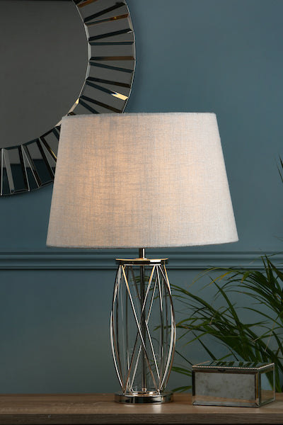 Laura Ashley Beckworth Small Table Lamp Polished Nickel Lattice – from Amos Lighting + Home