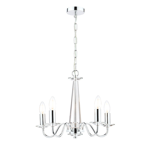 Laura Ashley Blake 5 Light Chandelier Polished Chrome – from Amos Lighting + Home