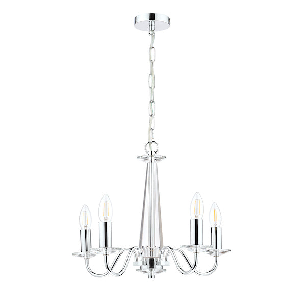 Laura Ashley Blake 5 Light Chandelier Polished Chrome – from Amos Lighting + Home
