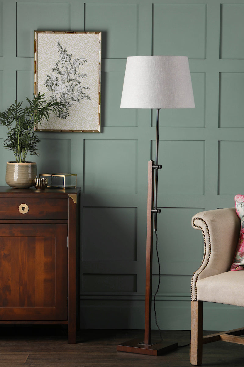 Laura Ashley Burdale Adjustable Floor Lamp Dark Wood Base – from Amos Lighting + Home