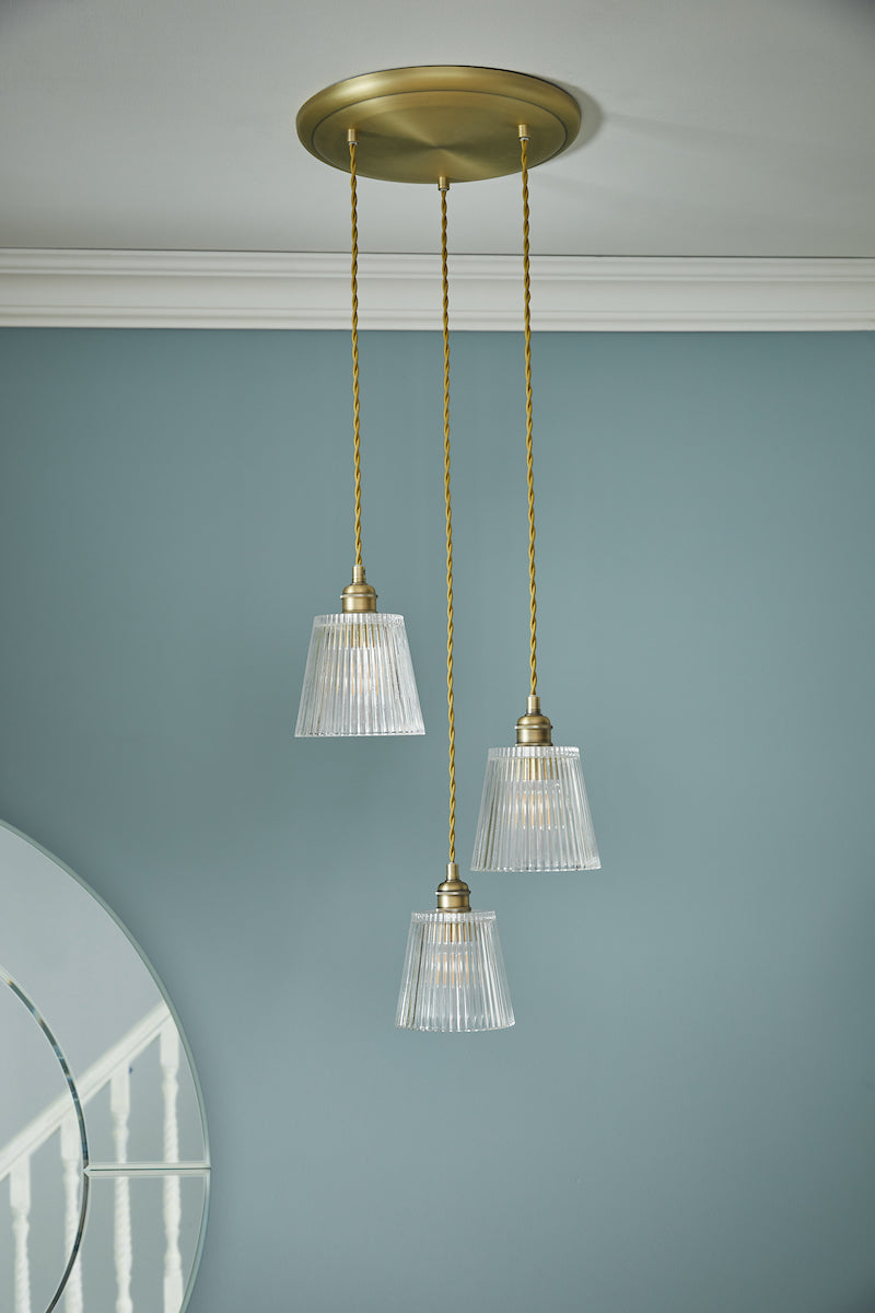 Laura Ashley Callaghan 3 Light Pendant Antique Brass – from Amos Lighting + Home