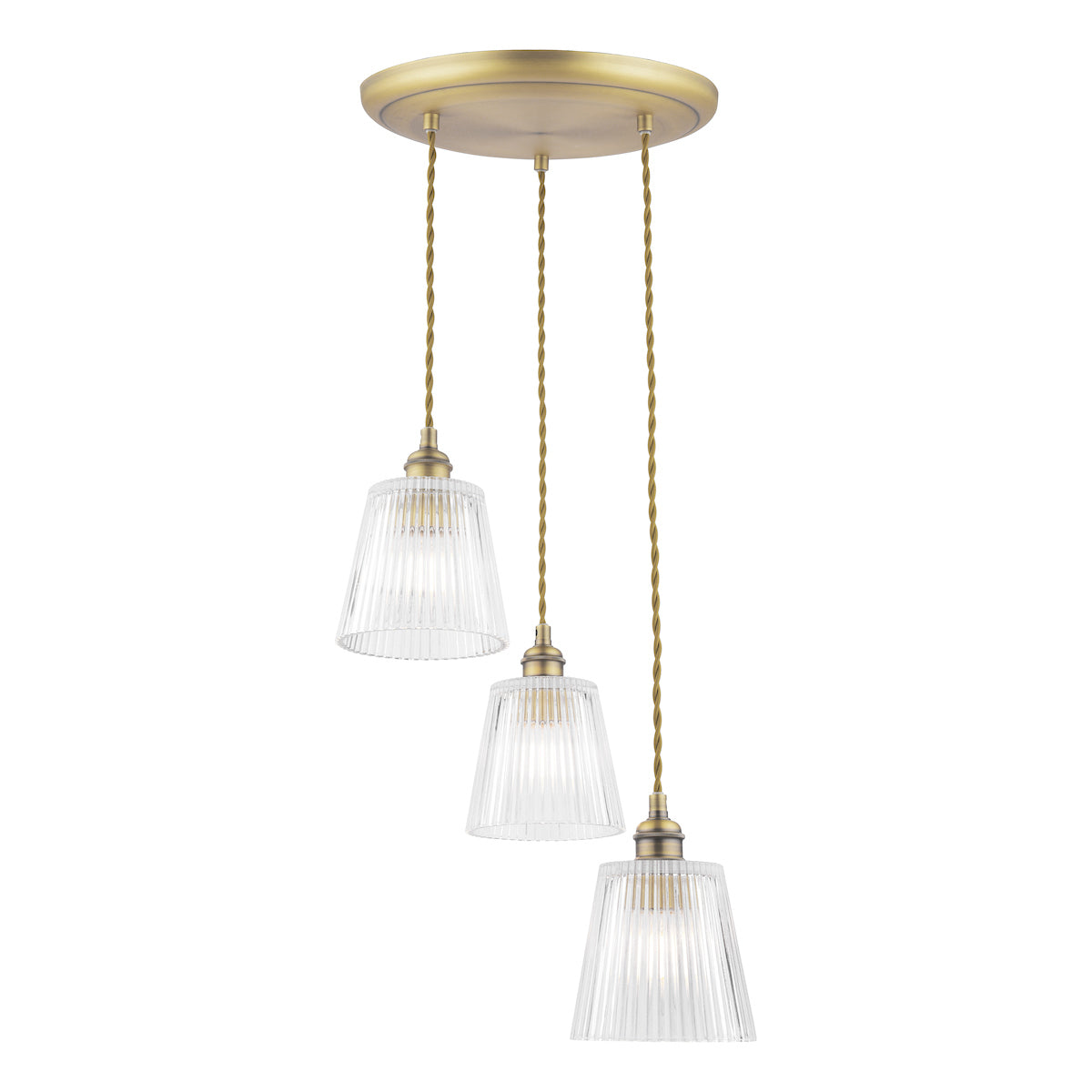 Laura Ashley Callaghan 3 Light Pendant Antique Brass – from Amos Lighting + Home