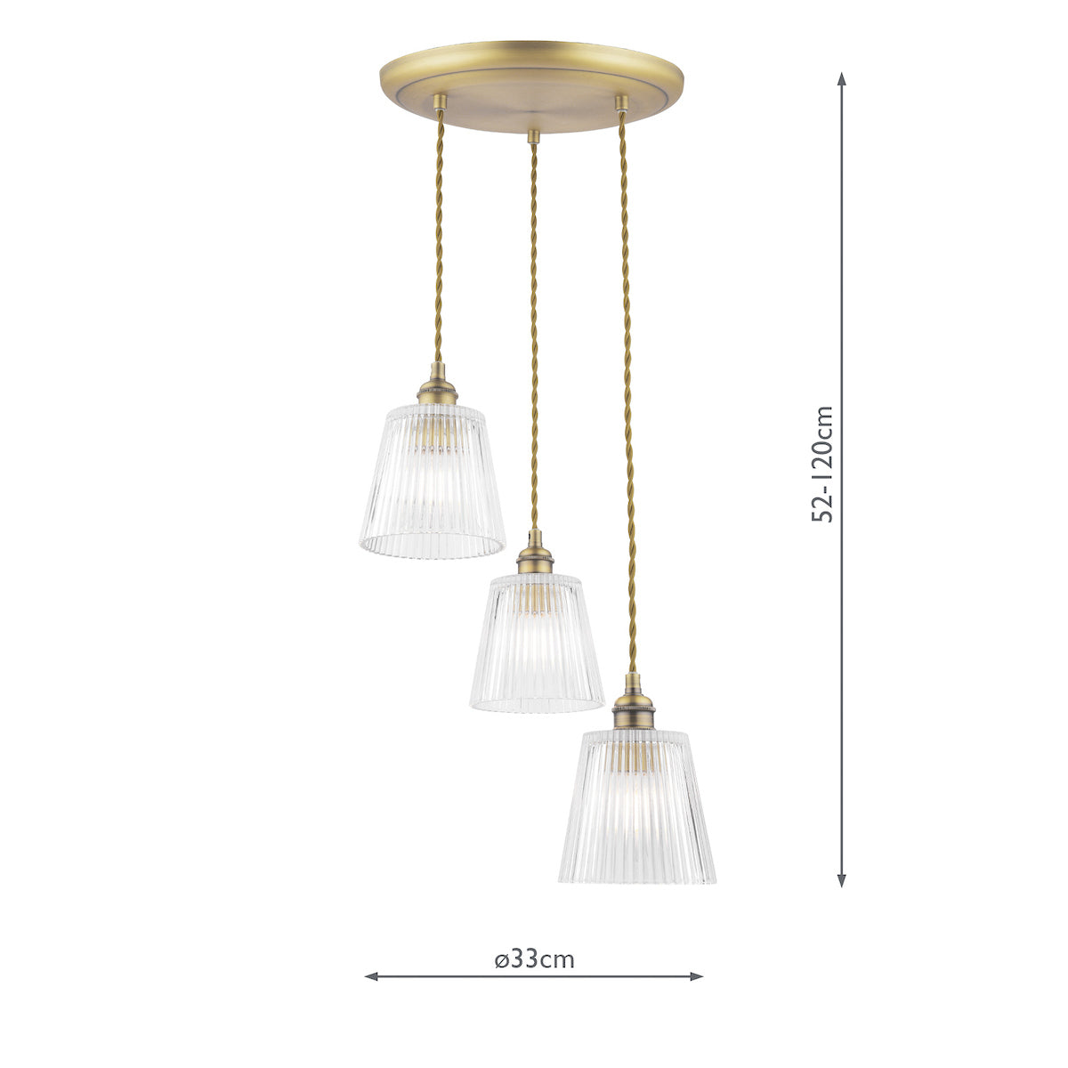 Laura Ashley Callaghan 3 Light Pendant Antique Brass – from Amos Lighting + Home
