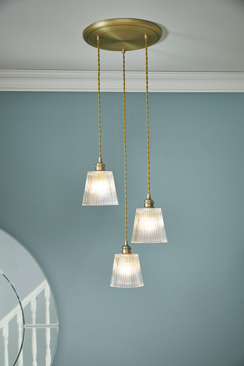 Laura Ashley Callaghan 3 Light Pendant Antique Brass – from Amos Lighting + Home