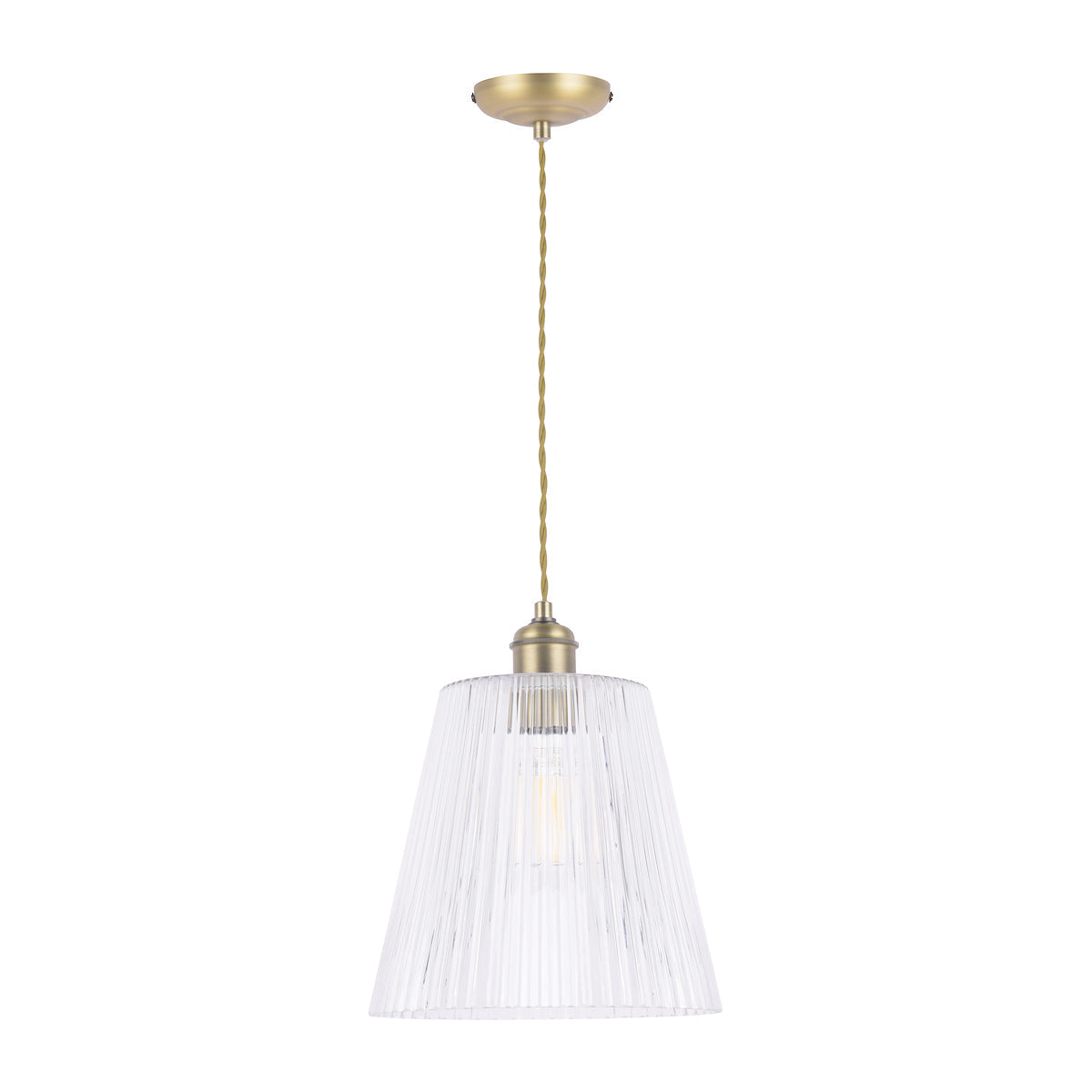 Laura Ashley Callaghan Large Pendant Antique Brass Ribbed Glass – from Amos Lighting + Home