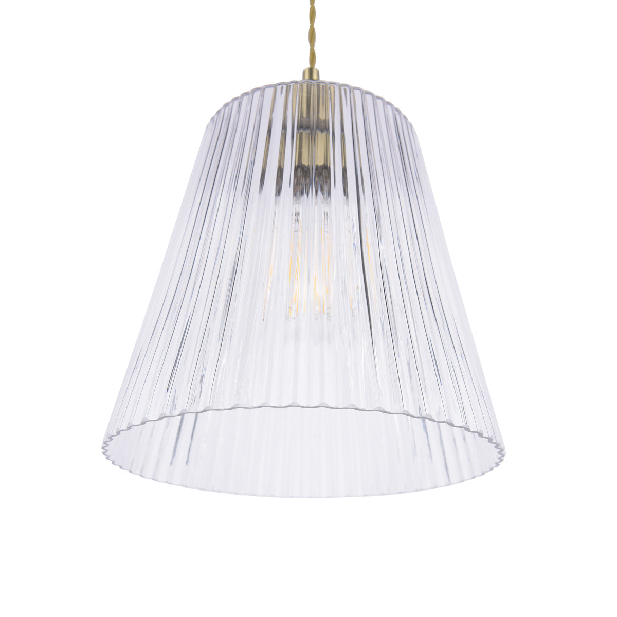Laura Ashley Callaghan Large Pendant Antique Brass Ribbed Glass – from Amos Lighting + Home