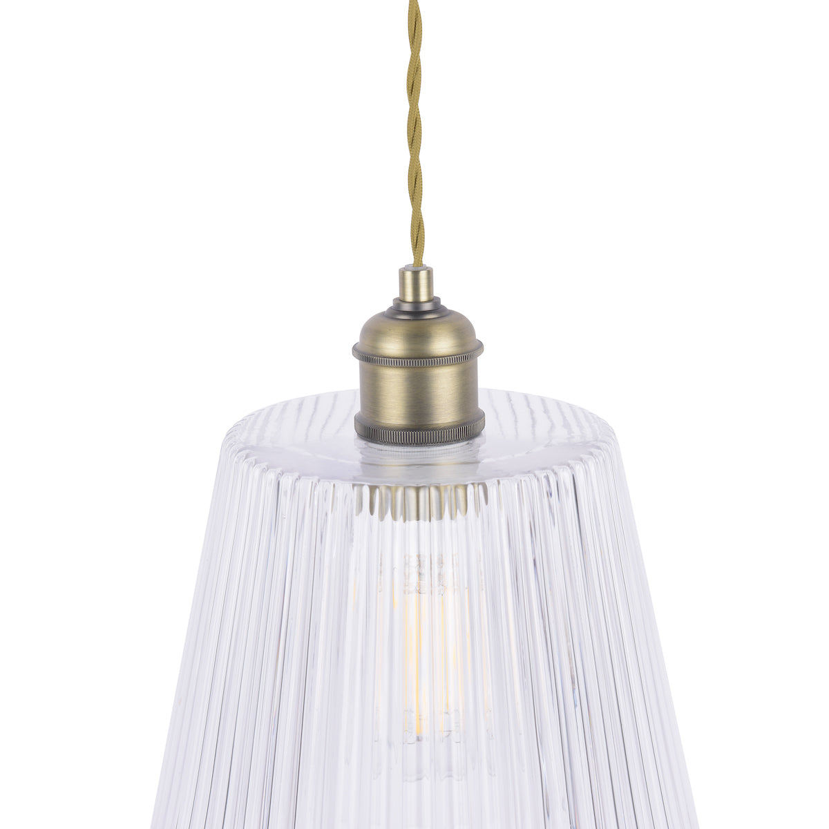 Laura Ashley Callaghan Large Pendant Antique Brass Ribbed Glass – from Amos Lighting + Home