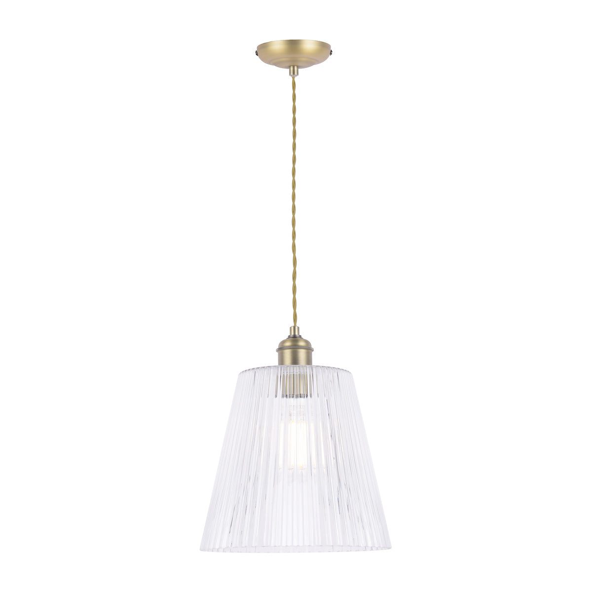 Laura Ashley Callaghan Large Pendant Antique Brass Ribbed Glass – from Amos Lighting + Home