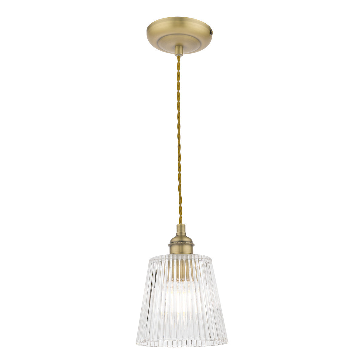 Laura Ashley Callaghan Small Pendant Antique Brass Ribbed Glass – from Amos Lighting + Home
