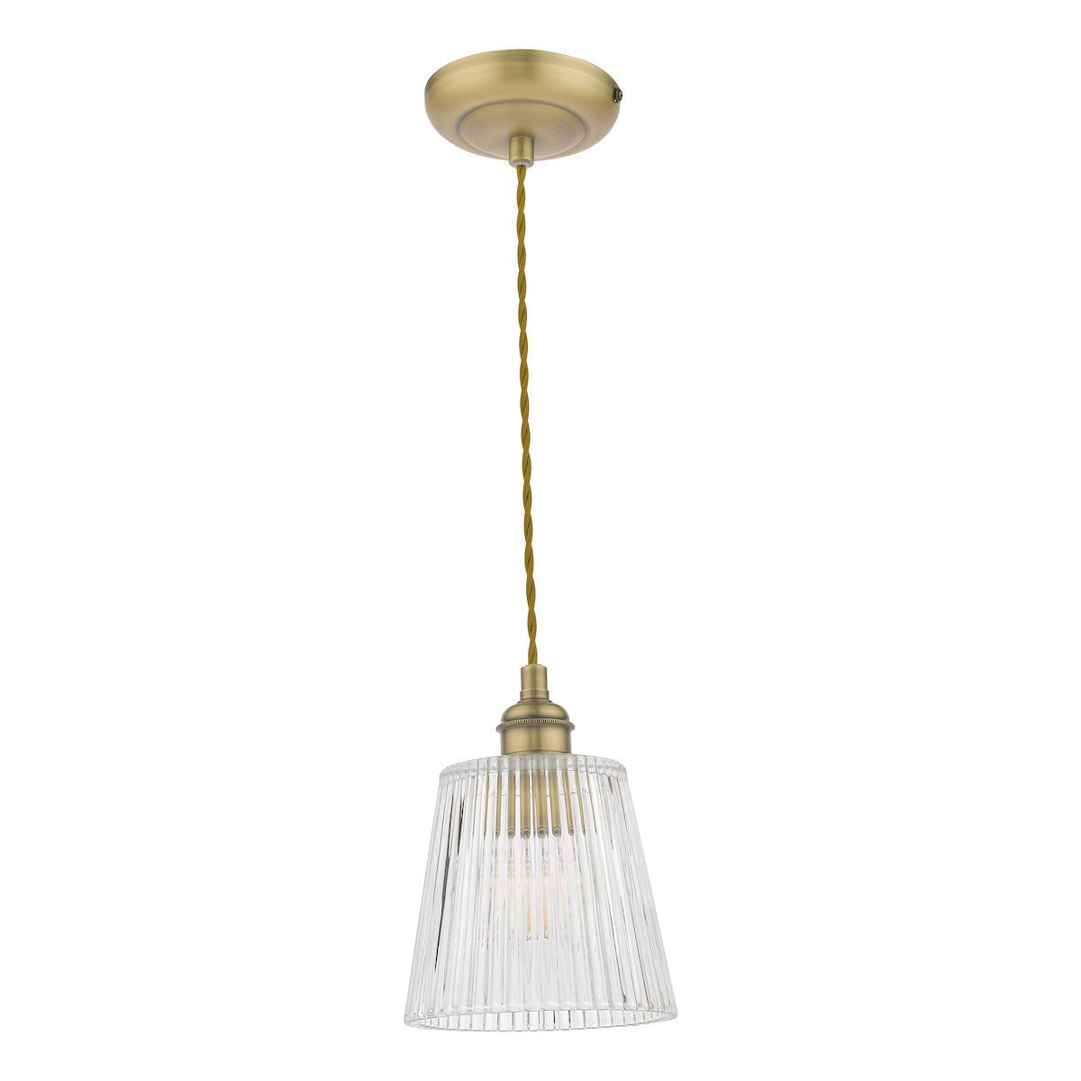 Laura Ashley Callaghan Small Pendant Antique Brass Ribbed Glass – from Amos Lighting + Home