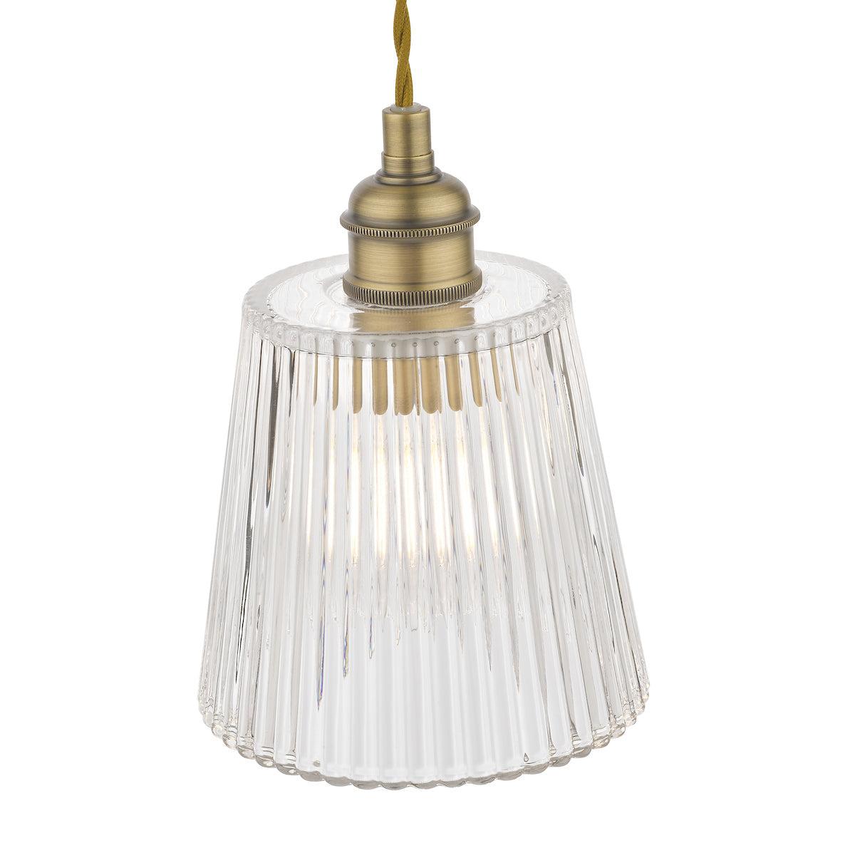 Laura Ashley Callaghan Small Pendant Antique Brass Ribbed Glass – from Amos Lighting + Home