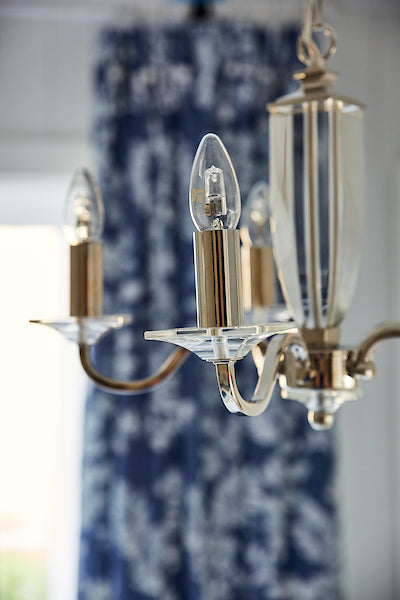 Laura Ashley Carson 5 Light Chandelier Cut Glass & Antique Brass – from Amos Lighting + Home