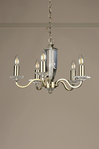 Laura Ashley Carson 5 Light Chandelier Cut Glass & Antique Brass – from Amos Lighting + Home