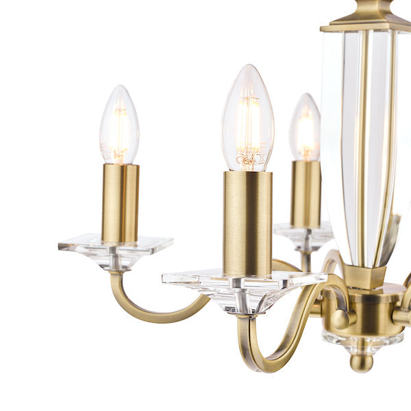Laura Ashley Carson 5 Light Chandelier Cut Glass & Antique Brass – from Amos Lighting + Home
