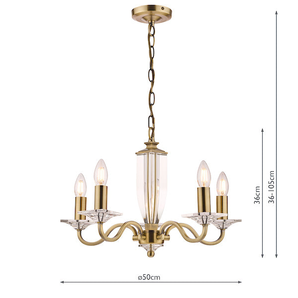 Laura Ashley Carson 5 Light Chandelier Cut Glass & Antique Brass – from Amos Lighting + Home