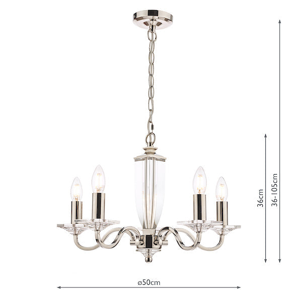 Laura Ashley Carson 5 Light Chandelier Cut Glass & Polished Nickel – from Amos Lighting + Home