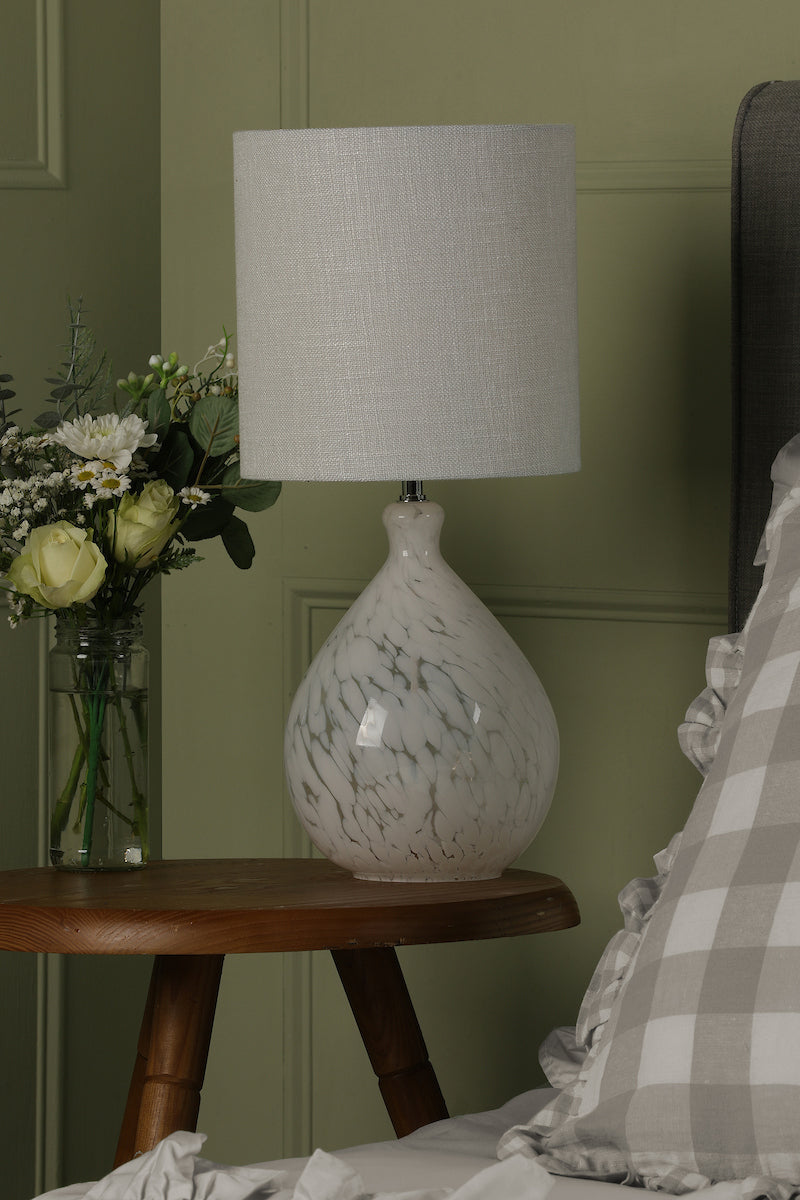 Laura Ashley Confetti Table Lamp White Art Glass – from Amos Lighting + Home