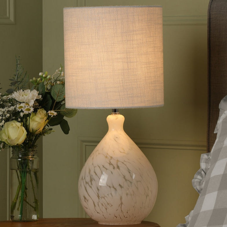 Laura Ashley Confetti Table Lamp White Art Glass – from Amos Lighting + Home