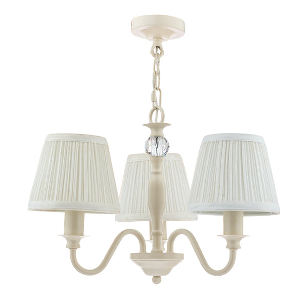 Laura Ashley Ellis 3 Light Chandelier Cream with Ivory Shades – from Amos Lighting + Home