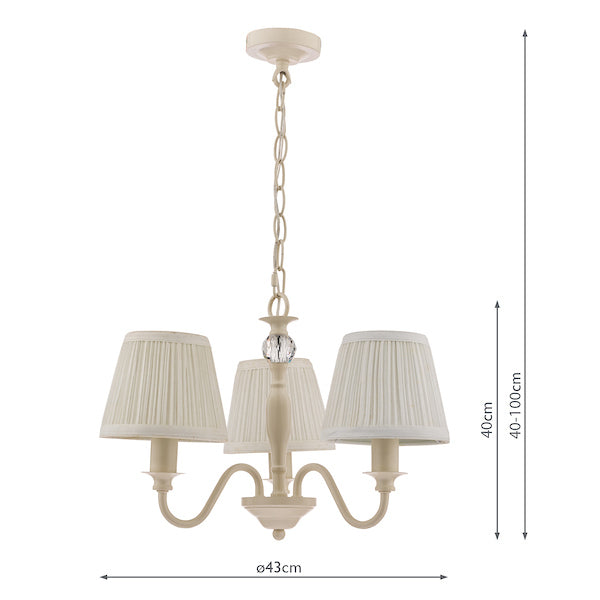 Laura Ashley Ellis 3 Light Chandelier Cream with Ivory Shades – from Amos Lighting + Home