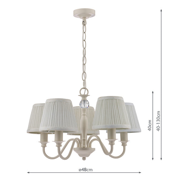 Laura Ashley Ellis 5 Light Chandelier Cream with Ivory Shades – from Amos Lighting + Home