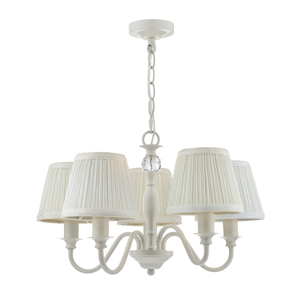 Laura Ashley Ellis 5 Light Chandelier Satin Grey with Shades – from Amos Lighting + Home