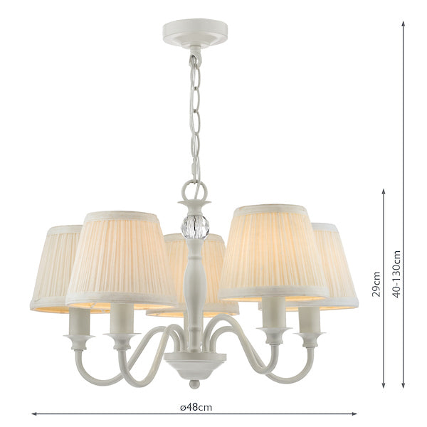 Laura Ashley Ellis 5 Light Chandelier Satin Grey with Shades – from Amos Lighting + Home