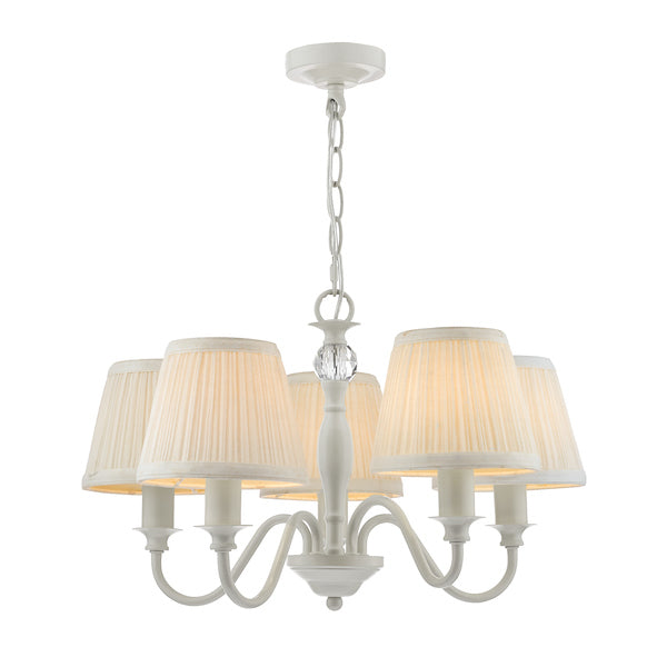 Laura Ashley Ellis 5 Light Chandelier Satin Grey with Shades – from Amos Lighting + Home