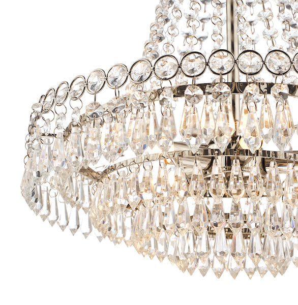 Laura Ashley Enid 5 Light Chandelier Polished Nickel & Cut Glass – from Amos Lighting + Home