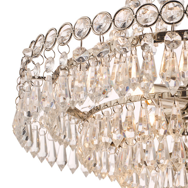 Laura Ashley Enid 5 Light Chandelier Polished Nickel & Cut Glass – from Amos Lighting + Home