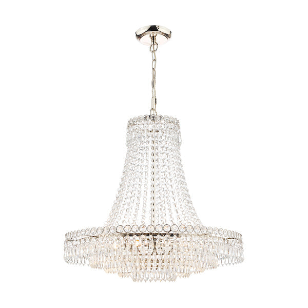 Laura Ashley Enid 5 Light Grand Chandelier Polished Nickel & Cut Glass – from Amos Lighting + Home