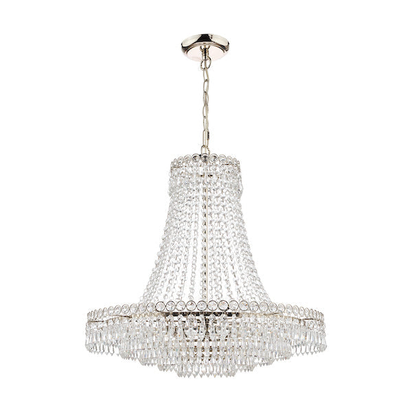Laura Ashley Enid 5 Light Grand Chandelier Polished Nickel & Cut Glass – from Amos Lighting + Home