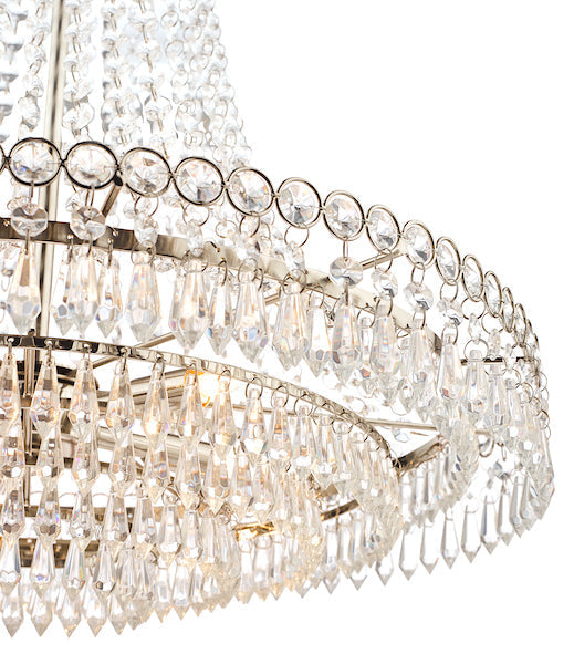 Laura Ashley Enid 5 Light Grand Chandelier Polished Nickel & Cut Glass – from Amos Lighting + Home