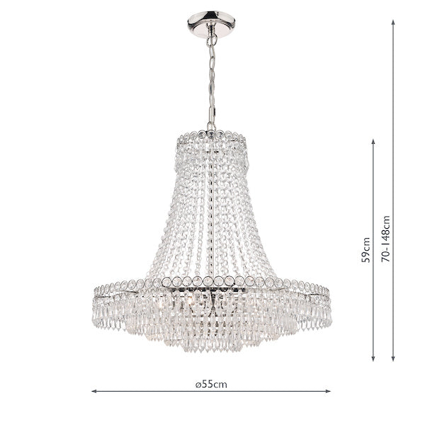 Laura Ashley Enid 5 Light Grand Chandelier Polished Nickel & Cut Glass – from Amos Lighting + Home