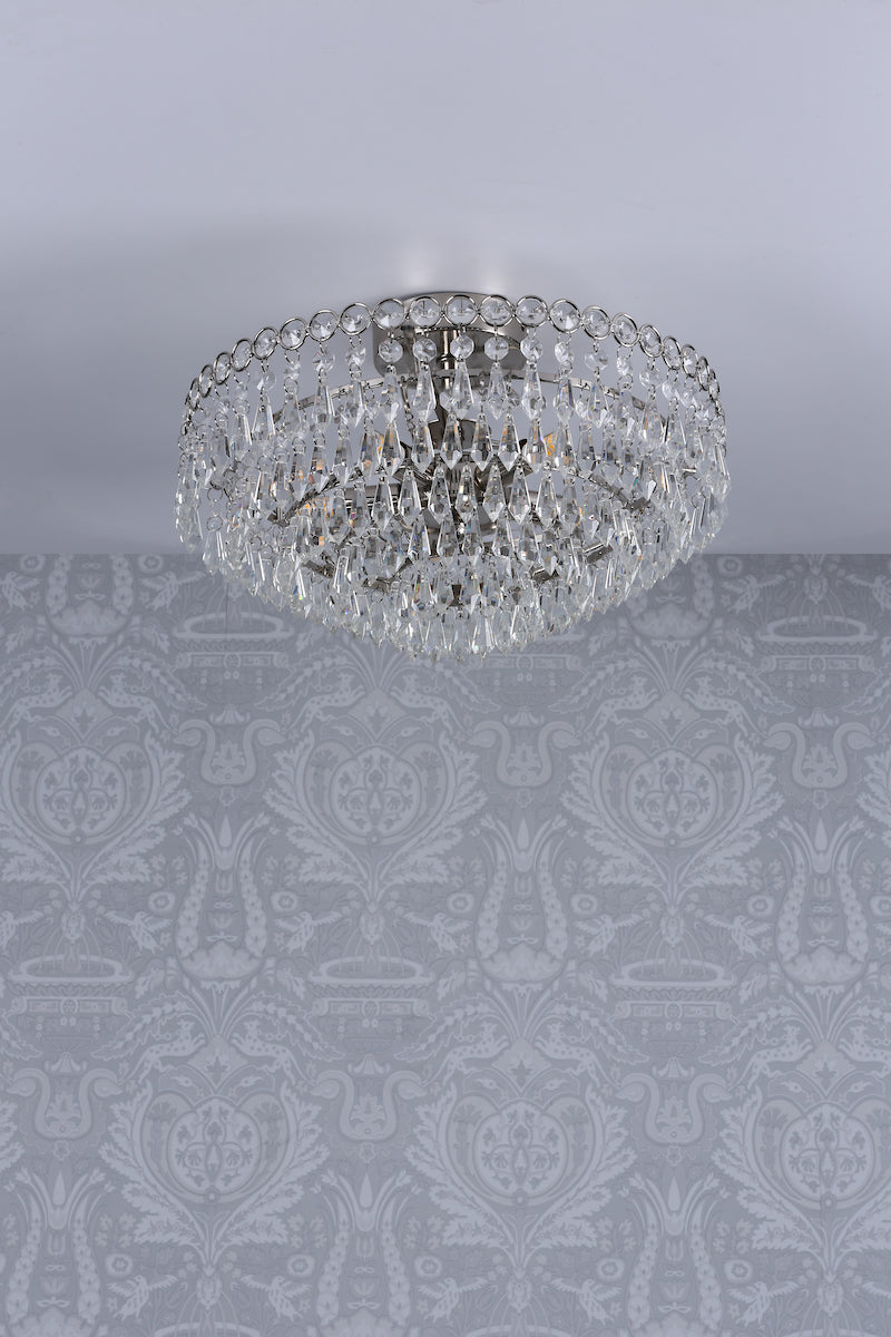 Laura Ashley Enid Semi Flush Ceiling Light Polished Nickel Crystal – from Amos Lighting + Home