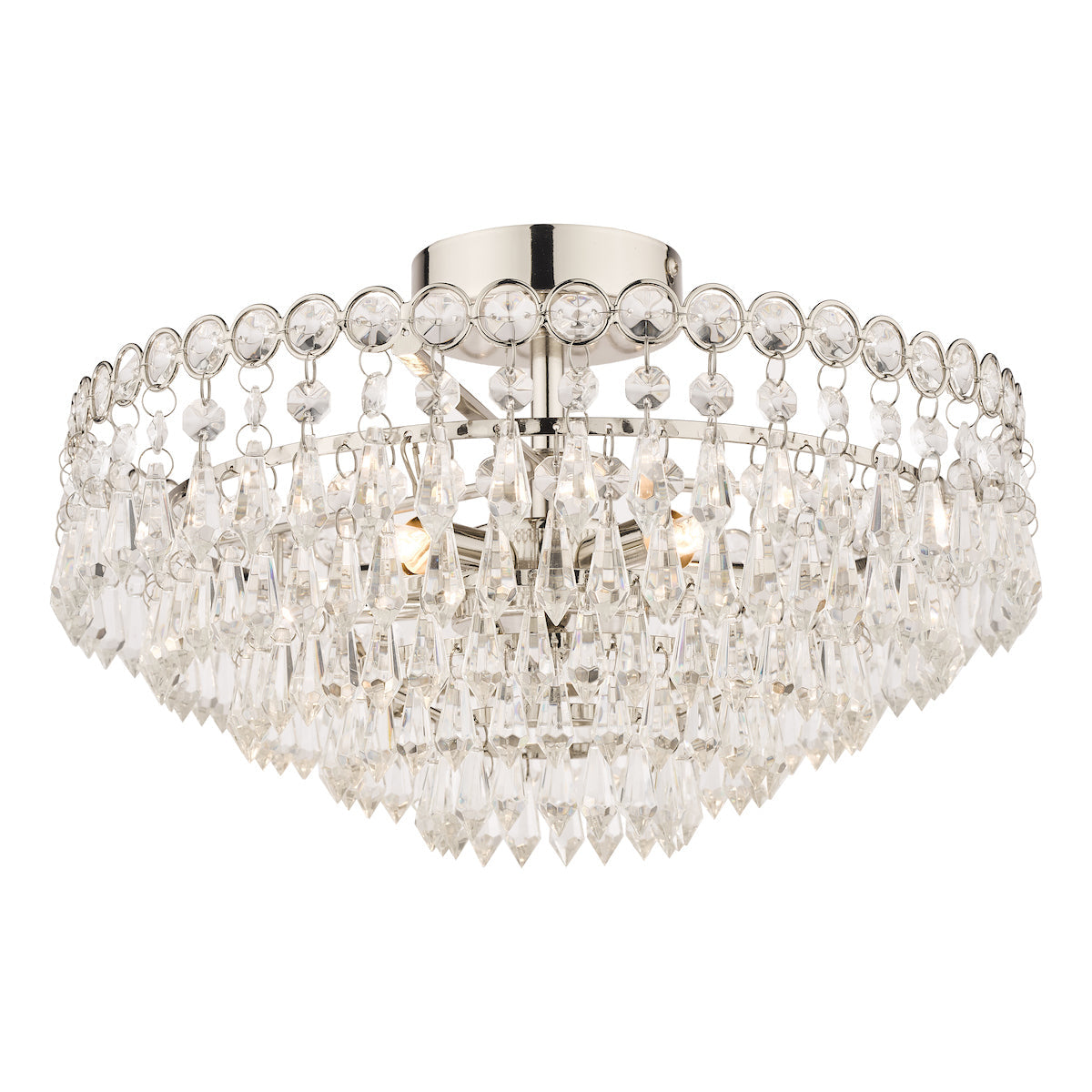 Laura Ashley Enid Semi Flush Ceiling Light Polished Nickel Crystal – from Amos Lighting + Home