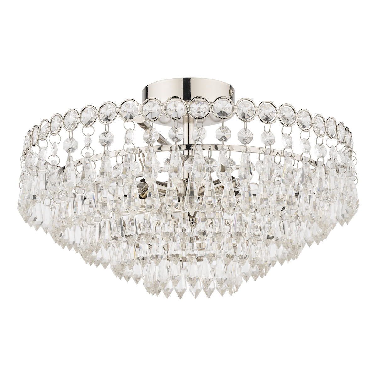 Laura Ashley Enid Semi Flush Ceiling Light Polished Nickel Crystal – from Amos Lighting + Home