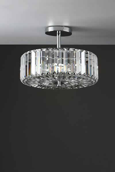 Laura Ashley Fernhurst Polished Chrome 3 Light Art Deco Semi-Flush Ceiling Light – from Amos Lighting + Home