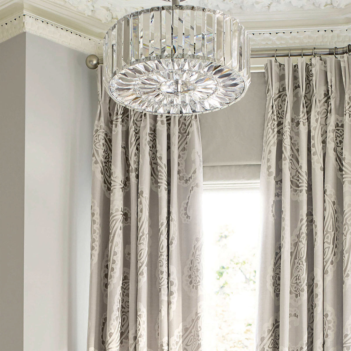 Laura Ashley Fernhurst Polished Chrome 3 Light Art Deco Semi-Flush Ceiling Light – from Amos Lighting + Home