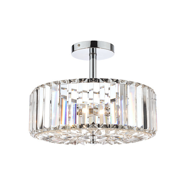 Laura Ashley Fernhurst Polished Chrome 3 Light Art Deco Semi-Flush Ceiling Light – from Amos Lighting + Home