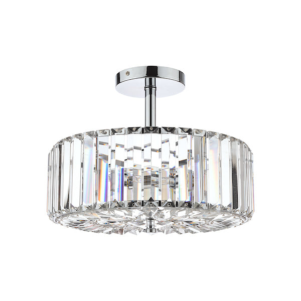 Laura Ashley Fernhurst Polished Chrome 3 Light Art Deco Semi-Flush Ceiling Light – from Amos Lighting + Home