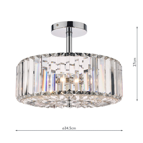 Laura Ashley Fernhurst Polished Chrome 3 Light Art Deco Semi-Flush Ceiling Light – from Amos Lighting + Home