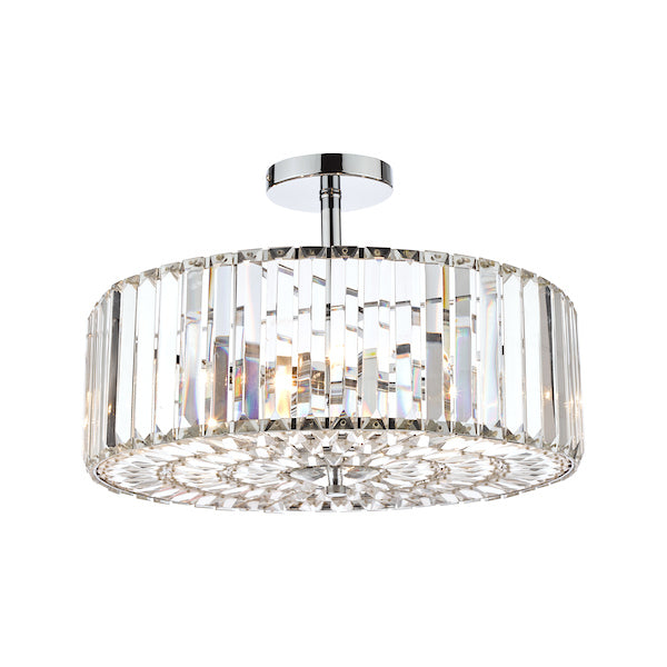 Laura Ashley Fernhurst Polished Chrome 4 Light Art Deco Semi Flush Ceiling Light – from Amos Lighting + Home