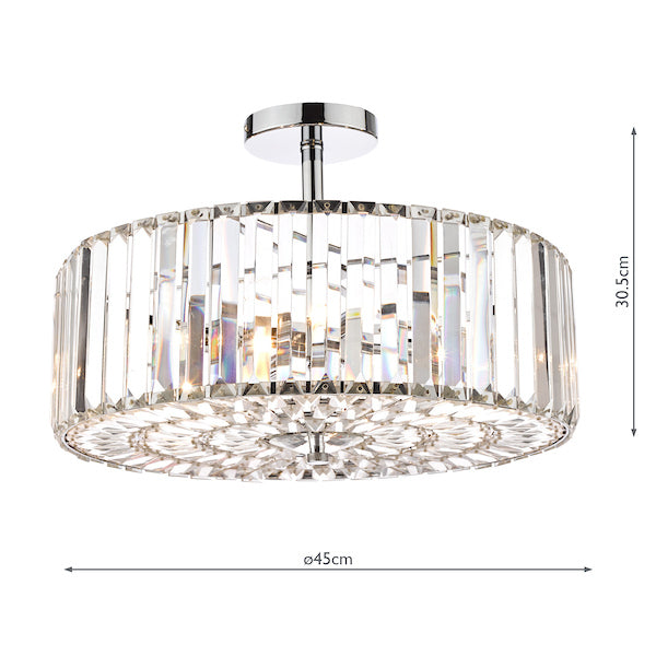 Laura Ashley Fernhurst Polished Chrome 4 Light Art Deco Semi Flush Ceiling Light – from Amos Lighting + Home